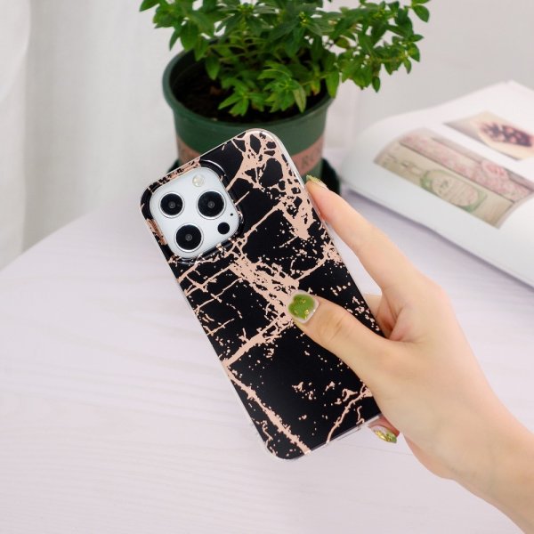 iPhone 15 Pro Deksel Marmormønster Svart