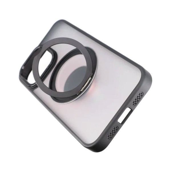 Rvelon iPhone 15 Pro Deksel Roterbart Stativ Svart