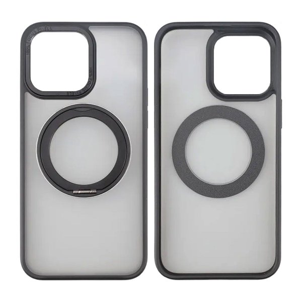 Rvelon iPhone 15 Pro Deksel Roterbart Stativ Svart
