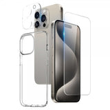Northjo iPhone 15 Pro Deksel med Skjermbeskytter og Kamerabeskytter 3-i-1