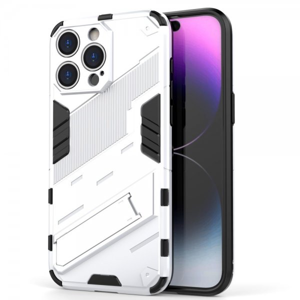 iPhone 15 Pro Deksel med Stativ Hvit