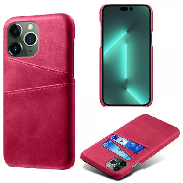 iPhone 15 Pro Deksel med To Kortlommer Magenta