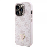Guess iPhone 15 Pro Deksel Metal Logo Strass Crossbody Strap Rosa