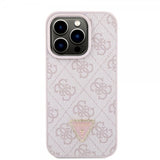 Guess iPhone 15 Pro Deksel Metal Logo Strass Crossbody Strap Rosa