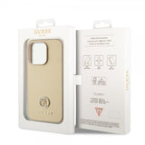 Guess iPhone 15 Pro Deksel Metal Logo Strass Gull