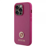 Guess iPhone 15 Pro Deksel Metal Logo Strass Metallic Rosa