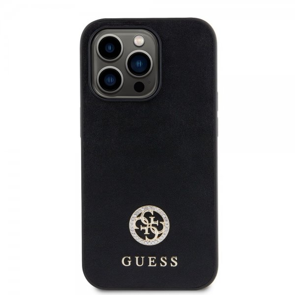 Guess iPhone 15 Pro Deksel Metal Logo Strass Svart
