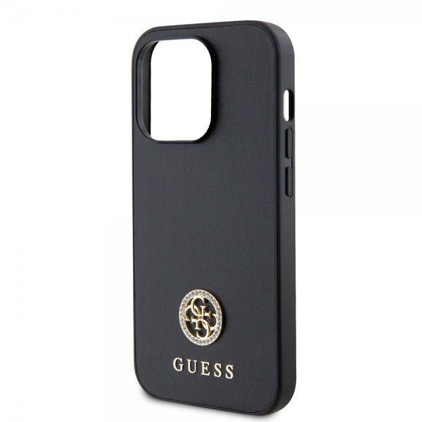 Guess iPhone 15 Pro Deksel Metal Logo Strass Svart