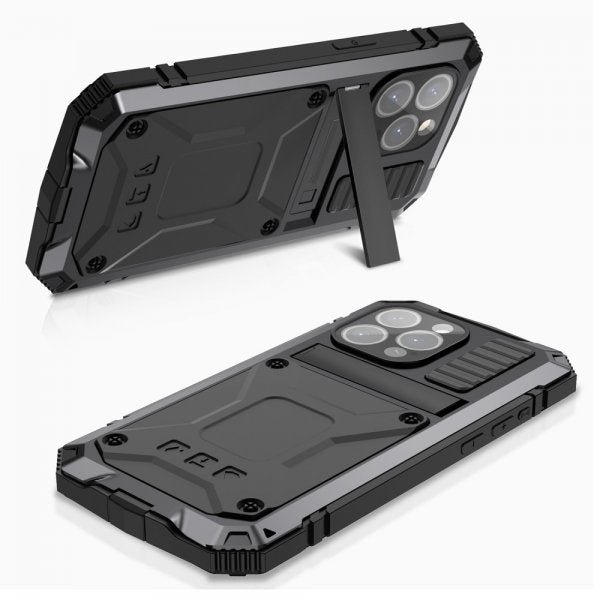 R-JUST iPhone 15 Pro Deksel Metall Støtsikker Svart