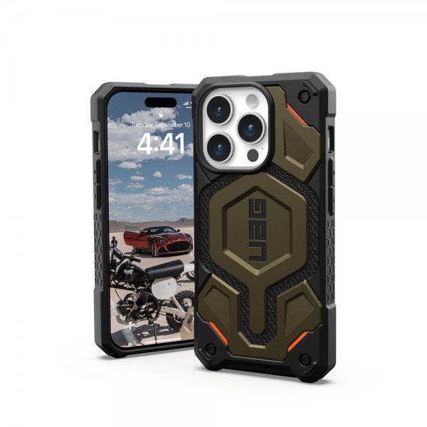 Urban Armor Gear (UAG) iPhone 15 Pro Deksel Monarch Pro MagSafe Kevlar Element Green