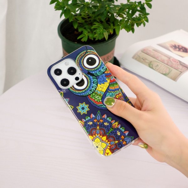 iPhone 15 Pro Deksel Motiv Blå Ugle