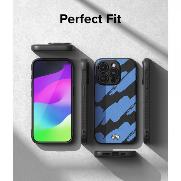 Ringke iPhone 15 Pro Deksel Onyx Design Blue Brush