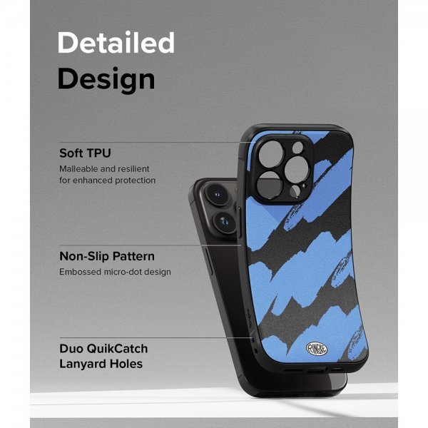 Ringke iPhone 15 Pro Deksel Onyx Design Blue Brush