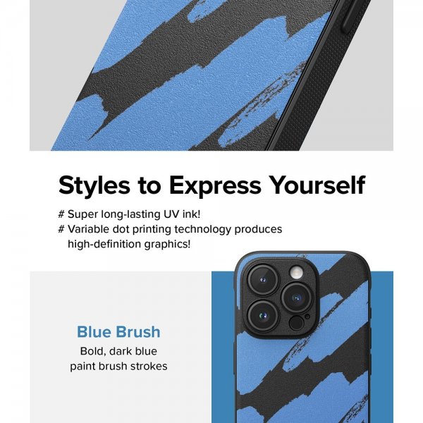 Ringke iPhone 15 Pro Deksel Onyx Design Blue Brush
