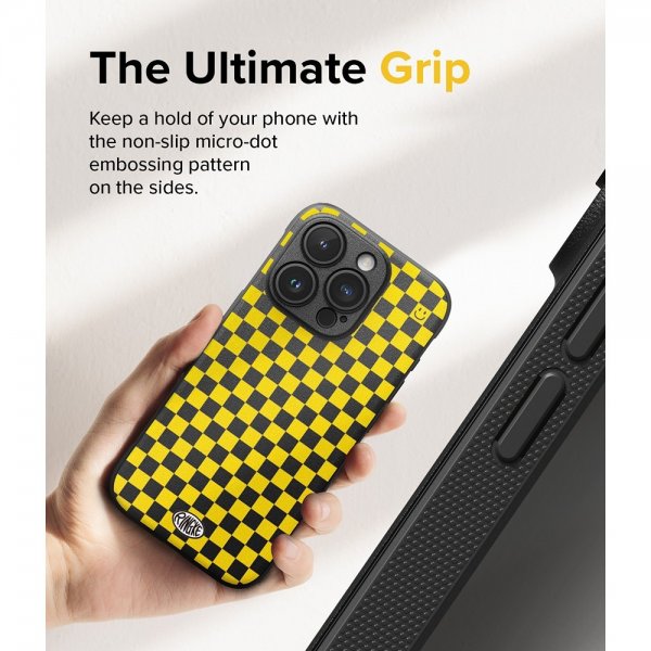 Ringke iPhone 15 Pro Deksel Onyx Design Checkerboard Yellow