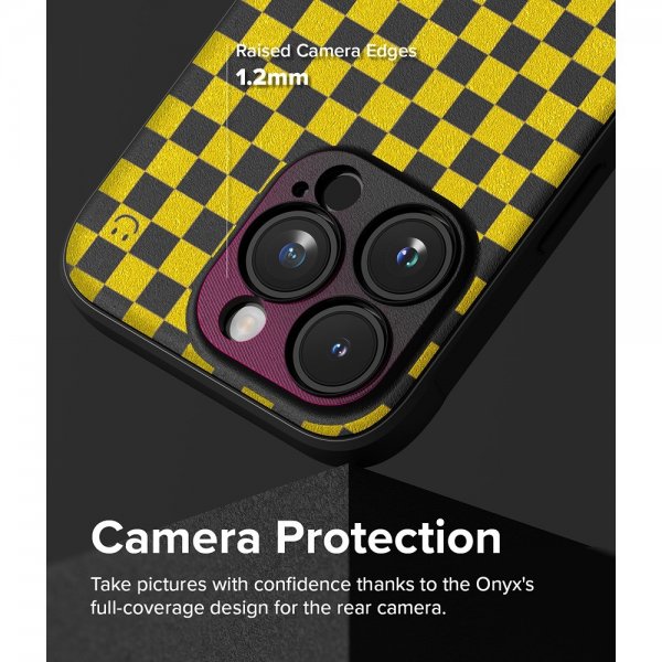 Ringke iPhone 15 Pro Deksel Onyx Design Checkerboard Yellow