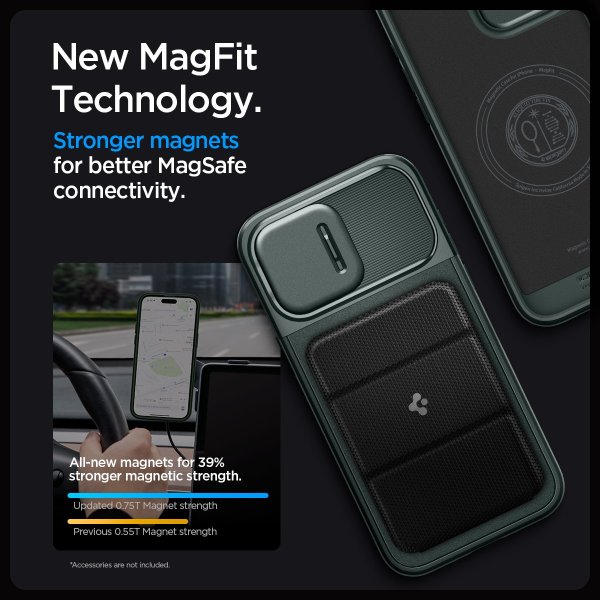 Spigen iPhone 15 Pro Deksel Optik Armor MagFit Abyss Green