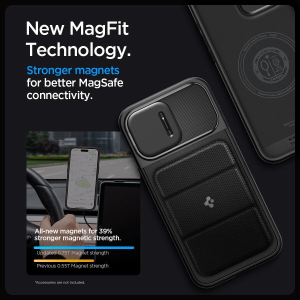 Spigen iPhone 15 Pro Deksel Optik Armor MagFit Svart