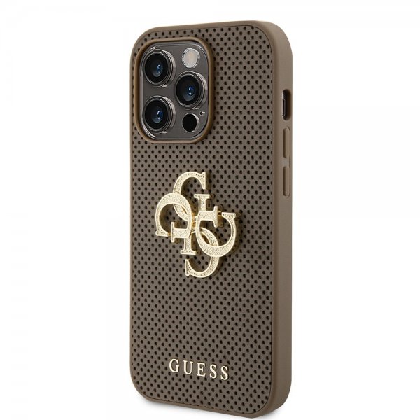 Guess iPhone 15 Pro Deksel Perforated Glitter Brun