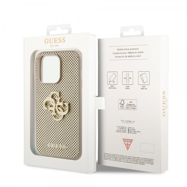 Guess iPhone 15 Pro Deksel Perforated Glitter Gull