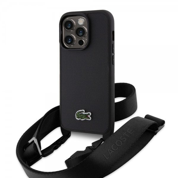 Lacoste iPhone 15 Pro Deksel Petit Pique Logo Strap Svart