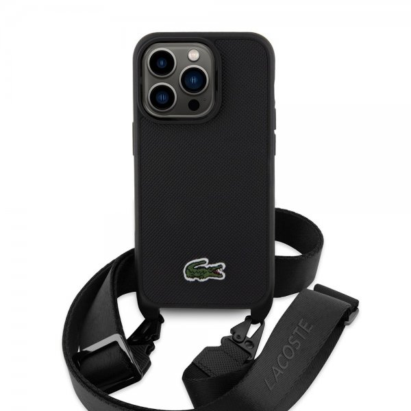 Lacoste iPhone 15 Pro Deksel Petit Pique Logo Strap Svart