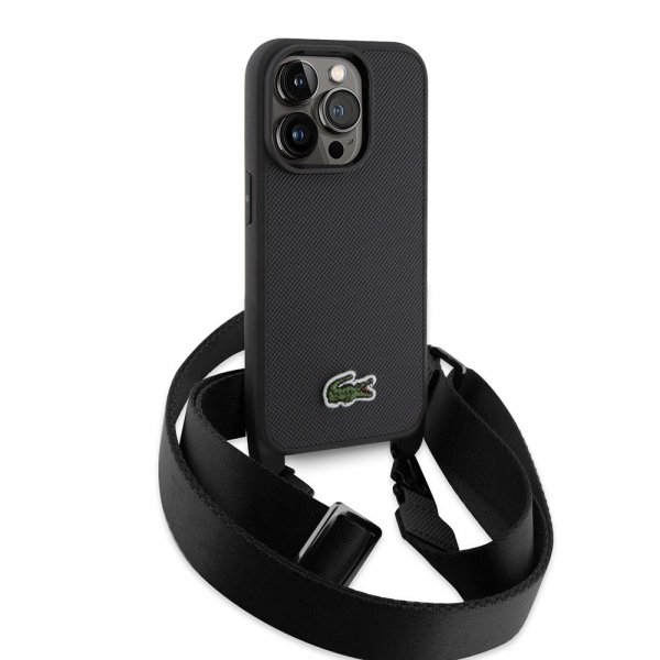 Lacoste iPhone 15 Pro Deksel Petit Pique Logo Strap Svart