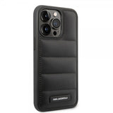 Karl Lagerfeld iPhone 15 Pro Deksel Quilted Nylon Puffy Case Logo Plate Svart