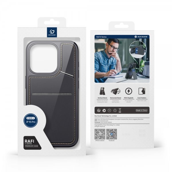 Dux Ducis iPhone 15 Pro Deksel Rafi II Series MagSafe Svart