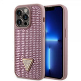 Guess iPhone 15 Pro Deksel Rhinestone Rosa