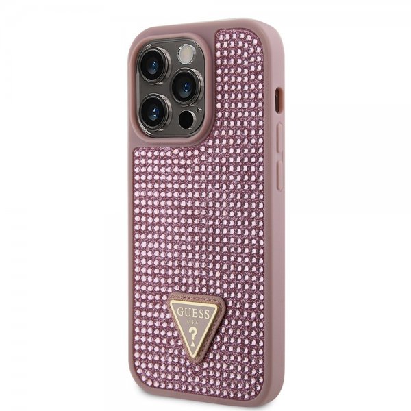 Guess iPhone 15 Pro Deksel Rhinestone Rosa