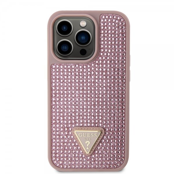 Guess iPhone 15 Pro Deksel Rhinestone Rosa