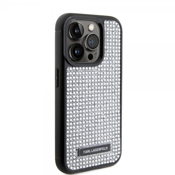 Karl Lagerfeld iPhone 15 Pro Deksel Rhinestone Sølv