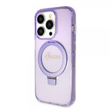 Guess iPhone 15 Pro Max Deksel Ring Stand Glitter MagSafe Lilla