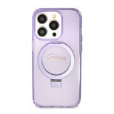 Guess iPhone 15 Pro Max Deksel Ring Stand Glitter MagSafe Lilla
