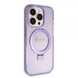 Guess iPhone 15 Pro Max Deksel Ring Stand Glitter MagSafe Lilla
