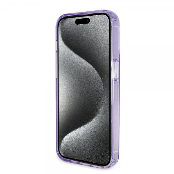 Guess iPhone 15 Pro Max Deksel Ring Stand Glitter MagSafe Lilla