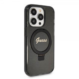Guess iPhone 15 Pro Deksel Ring Stand Glitter MagSafe Svart