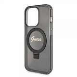 Guess iPhone 15 Pro Deksel Ring Stand Glitter MagSafe Svart