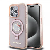 Hello Kitty iPhone 15 Pro Deksel Ring Stand MagSafe Rosa