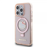 Hello Kitty iPhone 15 Pro Deksel Ring Stand MagSafe Rosa