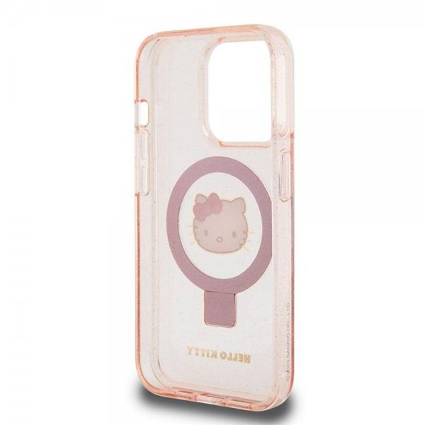 Hello Kitty iPhone 15 Pro Deksel Ring Stand MagSafe Rosa