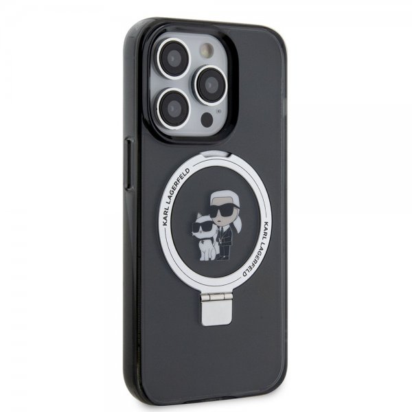 Karl Lagerfeld iPhone 15 Pro Deksel Ring Stand MagSafe Svart