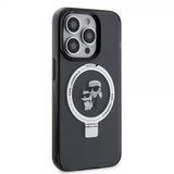Karl Lagerfeld iPhone 15 Pro Deksel Ring Stand MagSafe Svart