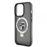 Karl Lagerfeld iPhone 15 Pro Deksel Ring Stand MagSafe Svart