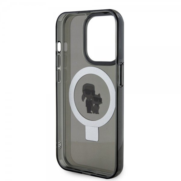 Karl Lagerfeld iPhone 15 Pro Deksel Ring Stand MagSafe Svart