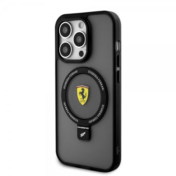 Ferrari iPhone 15 Pro Deksel Ring Stand MagSafe Svart