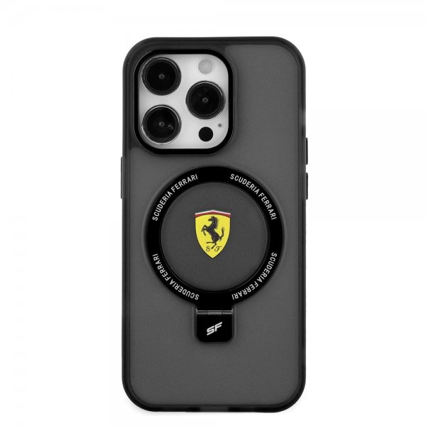 Ferrari iPhone 15 Pro Deksel Ring Stand MagSafe Svart