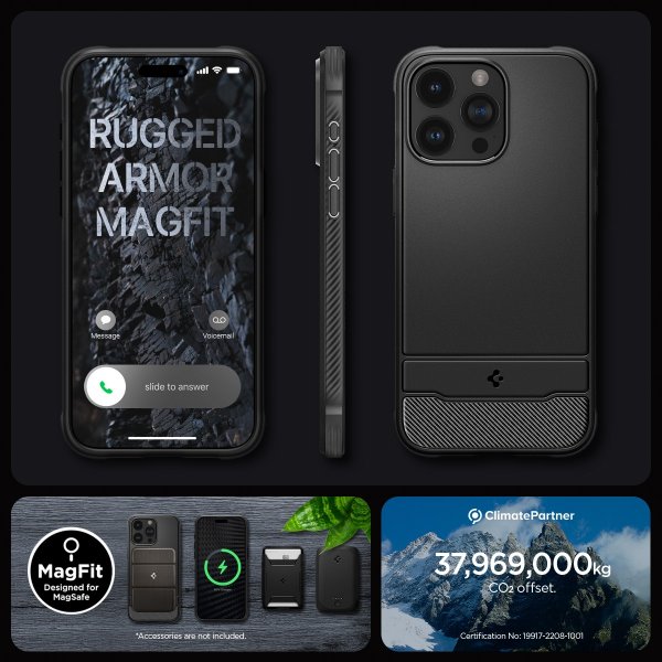Spigen iPhone 15 Pro Deksel Rugged Armor MagFit Matte Black