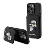 Karl Lagerfeld iPhone 15 Pro Deksel Saffiano Card Slots & Stand Svart